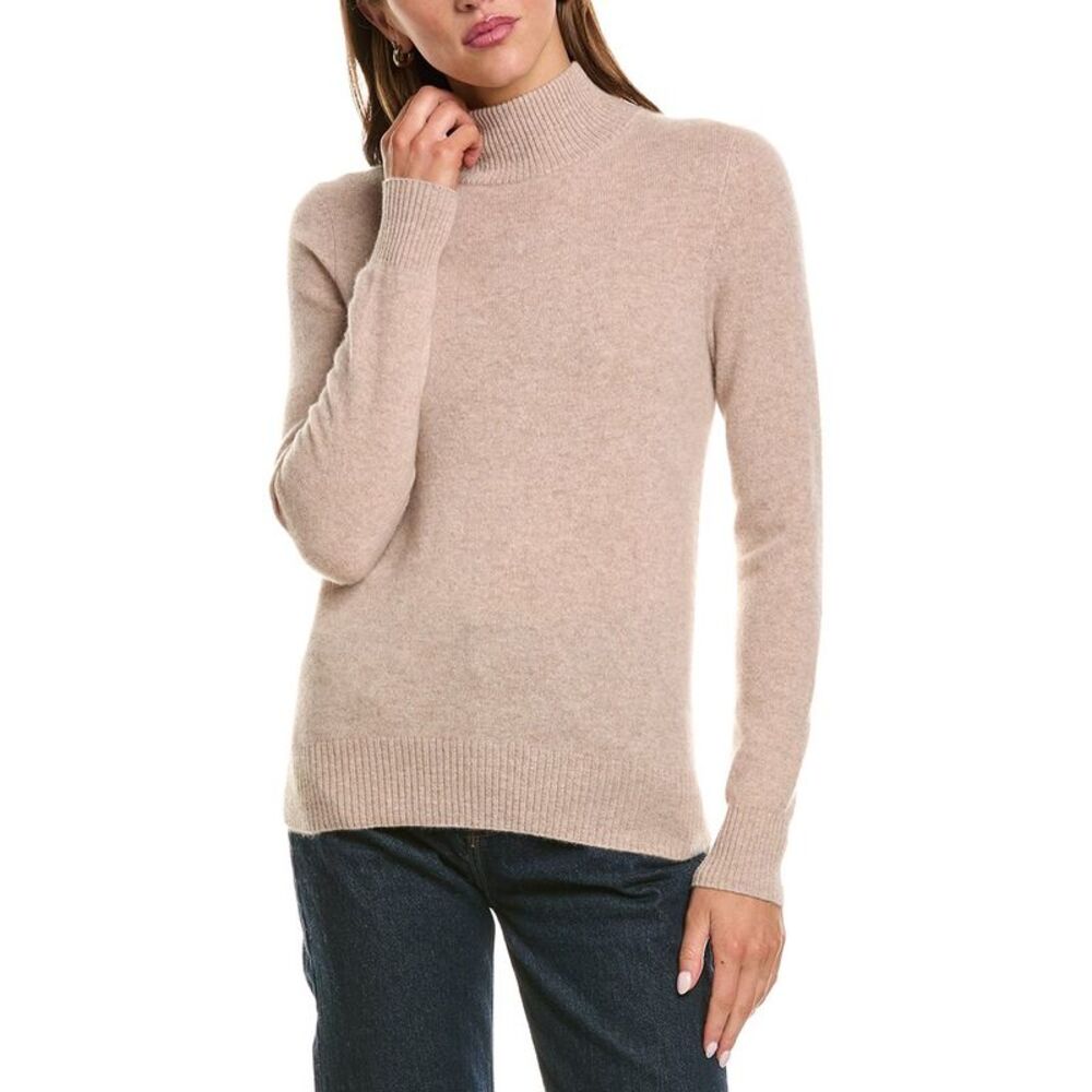 Incashmere Womens  Basic Mock Neck 100% Cashmere Sweater, Brown